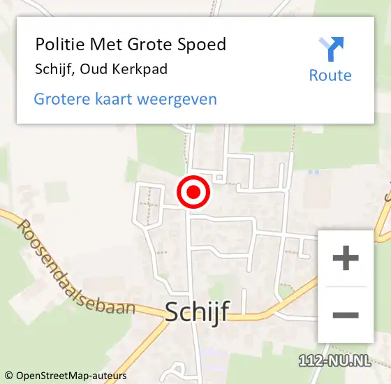 Locatie op kaart van de 112 melding: Politie Met Grote Spoed Naar Schijf, Oud Kerkpad op 1 april 2023 17:54