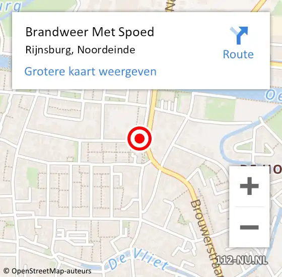 Locatie op kaart van de 112 melding: Brandweer Met Spoed Naar Rijnsburg, Noordeinde op 1 april 2023 18:16