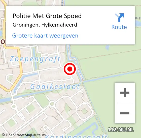 Locatie op kaart van de 112 melding: Politie Met Grote Spoed Naar Groningen, Hylkemaheerd op 1 april 2023 18:37