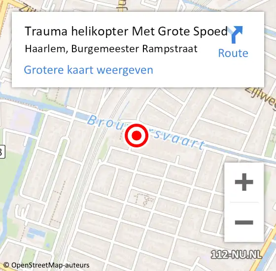 Locatie op kaart van de 112 melding: Trauma helikopter Met Grote Spoed Naar Haarlem, Burgemeester Rampstraat op 1 april 2023 18:49