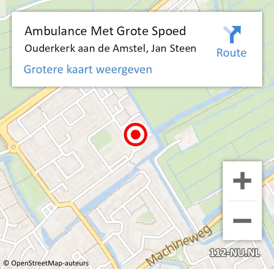 Locatie op kaart van de 112 melding: Ambulance Met Grote Spoed Naar Ouderkerk aan de Amstel, Jan Steen op 1 april 2023 19:01