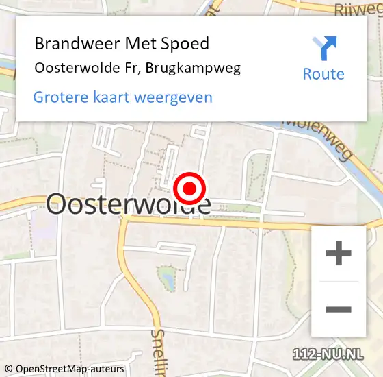 Locatie op kaart van de 112 melding: Brandweer Met Spoed Naar Oosterwolde Fr, Brugkampweg op 20 augustus 2014 22:35