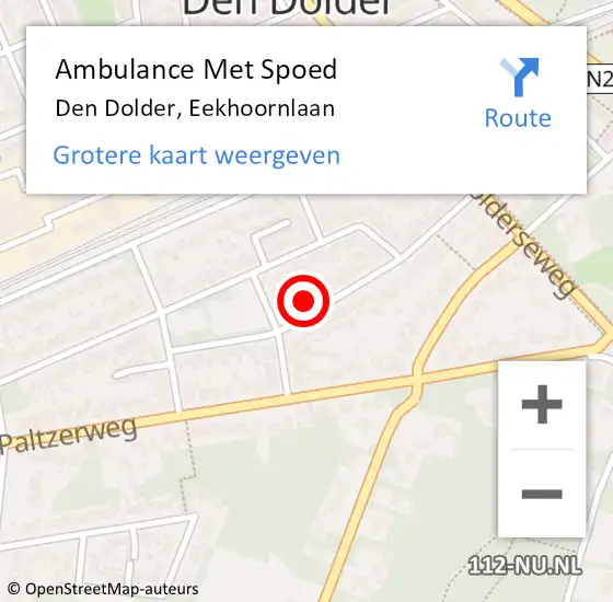 Locatie op kaart van de 112 melding: Ambulance Met Spoed Naar Den Dolder, Eekhoornlaan op 20 augustus 2014 22:39