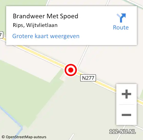 Locatie op kaart van de 112 melding: Brandweer Met Spoed Naar Rips, Wijtvlietlaan op 20 augustus 2014 22:40