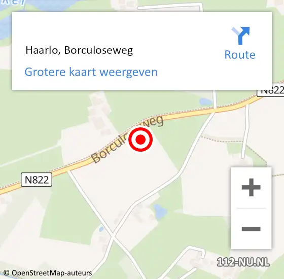 Locatie op kaart van de 112 melding:  Haarlo, Borculoseweg op 1 april 2023 19:34