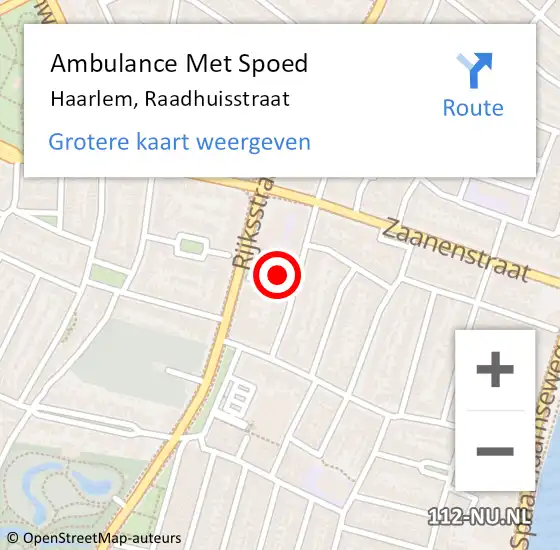 Locatie op kaart van de 112 melding: Ambulance Met Spoed Naar Haarlem, Raadhuisstraat op 1 april 2023 19:56