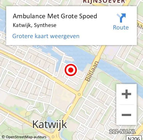 Locatie op kaart van de 112 melding: Ambulance Met Grote Spoed Naar Katwijk, Synthese op 1 april 2023 20:08