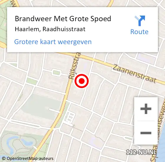 Locatie op kaart van de 112 melding: Brandweer Met Grote Spoed Naar Haarlem, Raadhuisstraat op 1 april 2023 20:09