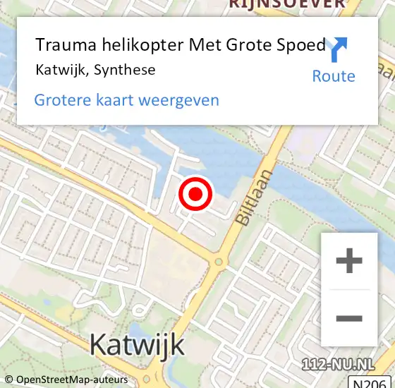 Locatie op kaart van de 112 melding: Trauma helikopter Met Grote Spoed Naar Katwijk, Synthese op 1 april 2023 20:09