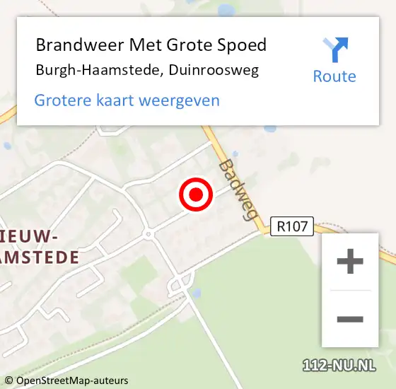 Locatie op kaart van de 112 melding: Brandweer Met Grote Spoed Naar Burgh-Haamstede, Duinroosweg op 1 april 2023 20:31