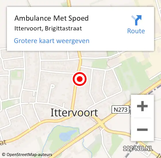 Locatie op kaart van de 112 melding: Ambulance Met Spoed Naar Ittervoort, Brigittastraat op 1 april 2023 20:57
