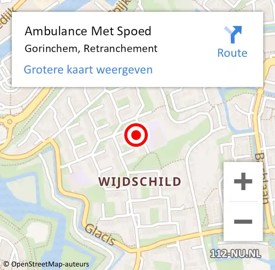 Locatie op kaart van de 112 melding: Ambulance Met Spoed Naar Gorinchem, Retranchement op 1 april 2023 21:40