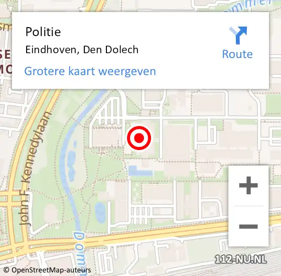 Locatie op kaart van de 112 melding: Politie Eindhoven, Den Dolech op 1 april 2023 21:52