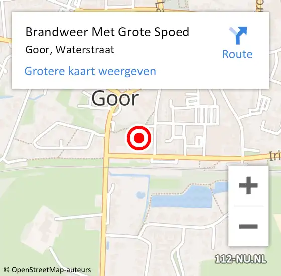 Locatie op kaart van de 112 melding: Brandweer Met Grote Spoed Naar Goor, Waterstraat op 1 april 2023 22:08