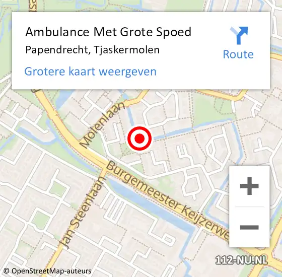 Locatie op kaart van de 112 melding: Ambulance Met Grote Spoed Naar Papendrecht, Tjaskermolen op 1 april 2023 22:26