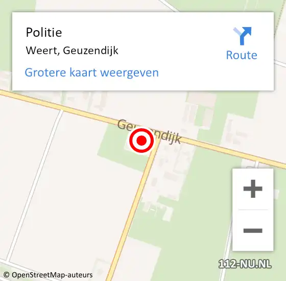 Locatie op kaart van de 112 melding: Politie Weert, Geuzendijk op 1 april 2023 22:49