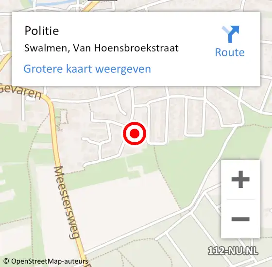 Locatie op kaart van de 112 melding: Politie Swalmen, Van Hoensbroekstraat op 1 april 2023 23:17