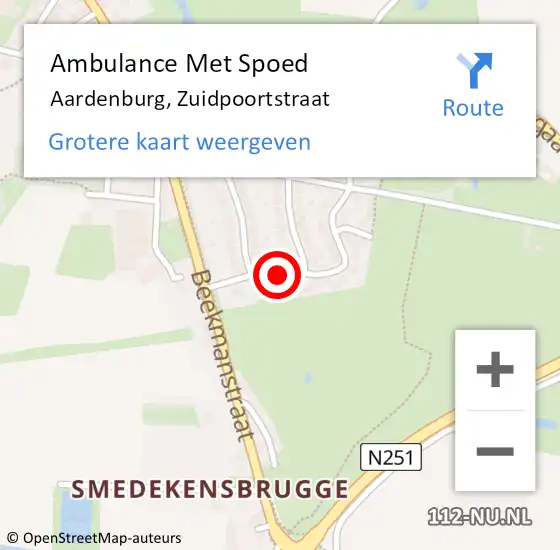 Locatie op kaart van de 112 melding: Ambulance Met Spoed Naar Aardenburg, Zuidpoortstraat op 20 augustus 2014 23:07