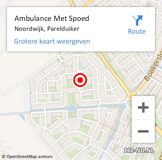 Locatie op kaart van de 112 melding: Ambulance Met Spoed Naar Noordwijk, Parelduiker op 2 april 2023 00:28