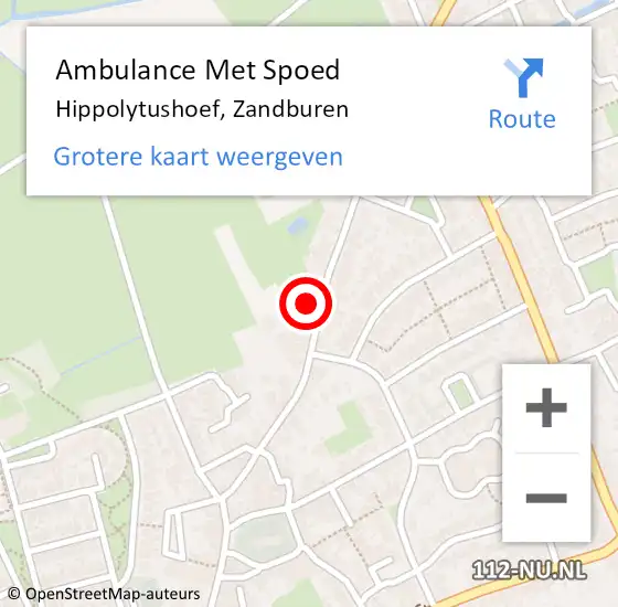 Locatie op kaart van de 112 melding: Ambulance Met Spoed Naar Hippolytushoef, Zandburen op 2 april 2023 00:29