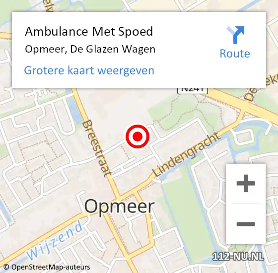 Locatie op kaart van de 112 melding: Ambulance Met Spoed Naar Opmeer, De Glazen Wagen op 2 april 2023 00:57