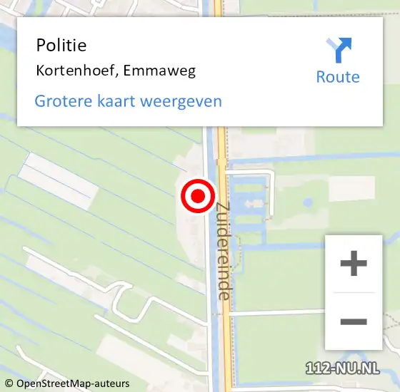 Locatie op kaart van de 112 melding: Politie Kortenhoef, Emmaweg op 2 april 2023 01:28