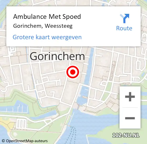 Locatie op kaart van de 112 melding: Ambulance Met Spoed Naar Gorinchem, Weessteeg op 2 april 2023 01:32