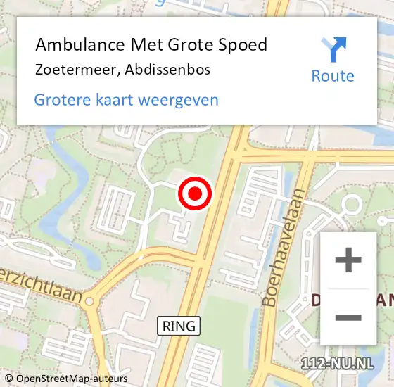 Locatie op kaart van de 112 melding: Ambulance Met Grote Spoed Naar Zoetermeer, Abdissenbos op 2 april 2023 02:49