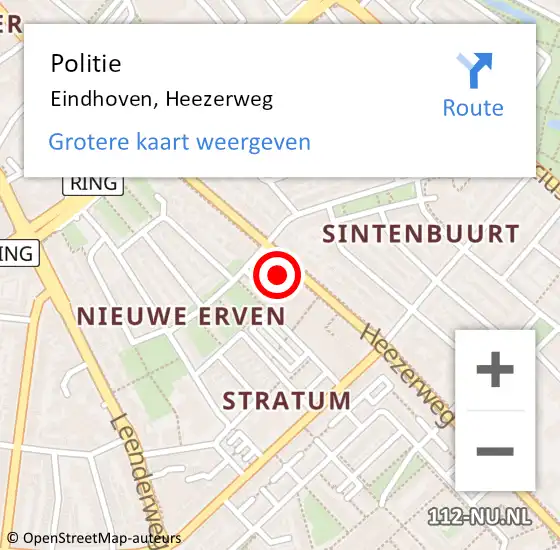 Locatie op kaart van de 112 melding: Politie Eindhoven, Heezerweg op 2 april 2023 02:55