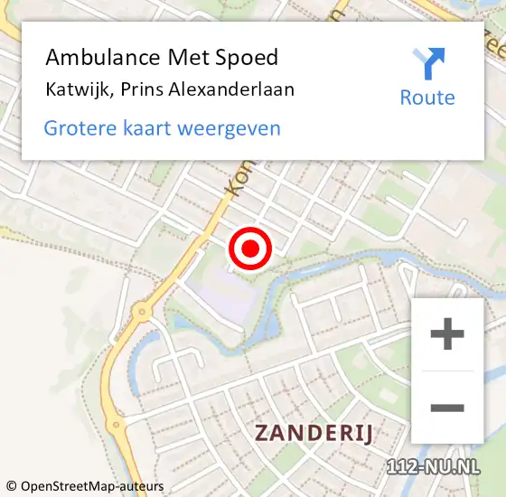 Locatie op kaart van de 112 melding: Ambulance Met Spoed Naar Katwijk, Prins Alexanderlaan op 2 april 2023 02:57