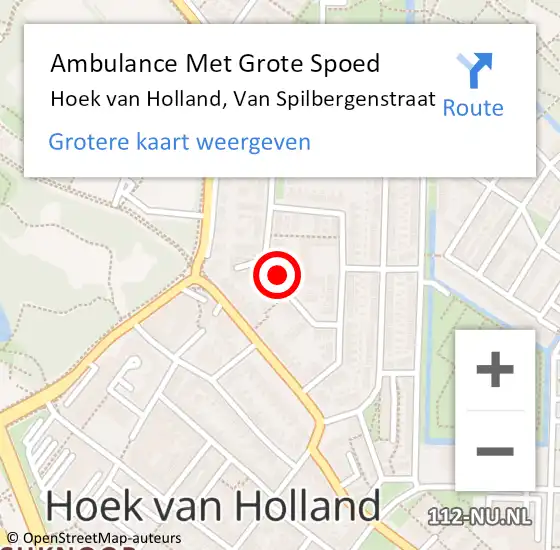 Locatie op kaart van de 112 melding: Ambulance Met Grote Spoed Naar Hoek van Holland, Van Spilbergenstraat op 2 april 2023 03:03