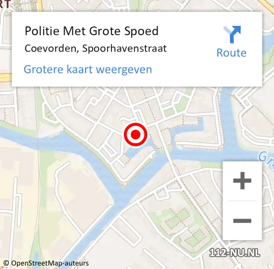 Locatie op kaart van de 112 melding: Politie Met Grote Spoed Naar Coevorden, Spoorhavenstraat op 2 april 2023 03:03