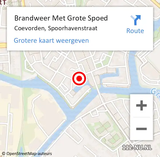 Locatie op kaart van de 112 melding: Brandweer Met Grote Spoed Naar Coevorden, Spoorhavenstraat op 2 april 2023 03:04