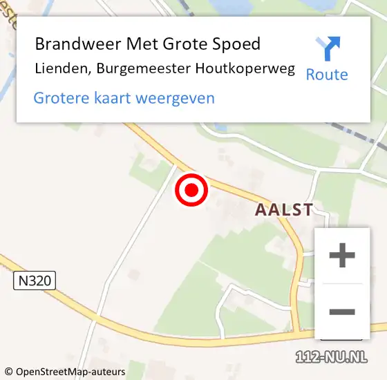 Locatie op kaart van de 112 melding: Brandweer Met Grote Spoed Naar Lienden, Burgemeester Houtkoperweg op 2 april 2023 03:21