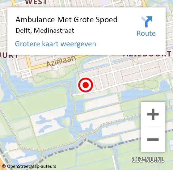 Locatie op kaart van de 112 melding: Ambulance Met Grote Spoed Naar Delft, Medinastraat op 2 april 2023 04:01