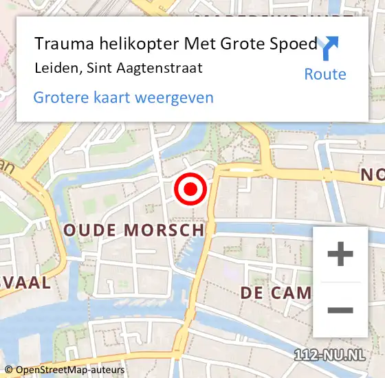 Locatie op kaart van de 112 melding: Trauma helikopter Met Grote Spoed Naar Leiden, Sint Aagtenstraat op 2 april 2023 04:02