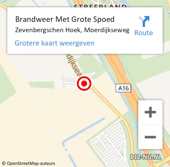 Locatie op kaart van de 112 melding: Brandweer Met Grote Spoed Naar Zevenbergschen Hoek, Moerdijkseweg op 2 april 2023 04:11