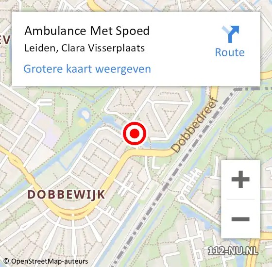 Locatie op kaart van de 112 melding: Ambulance Met Spoed Naar Leiden, Clara Visserplaats op 2 april 2023 04:55