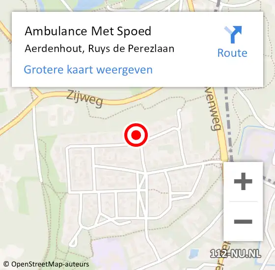 Locatie op kaart van de 112 melding: Ambulance Met Spoed Naar Aerdenhout, Ruys de Perezlaan op 2 april 2023 05:37