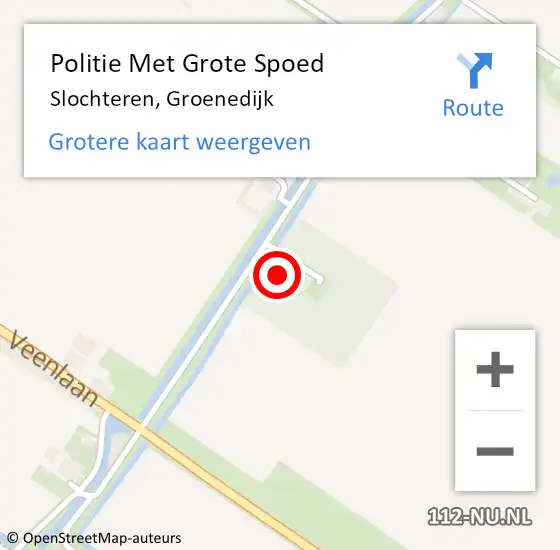 Locatie op kaart van de 112 melding: Politie Met Grote Spoed Naar Slochteren, Groenedijk op 2 april 2023 05:44