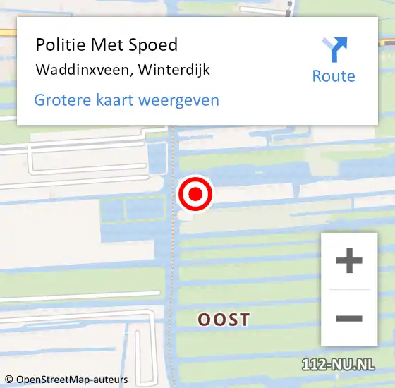 Locatie op kaart van de 112 melding: Politie Met Spoed Naar Waddinxveen, Winterdijk op 2 april 2023 06:21