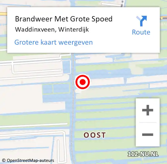 Locatie op kaart van de 112 melding: Brandweer Met Grote Spoed Naar Waddinxveen, Winterdijk op 2 april 2023 06:22