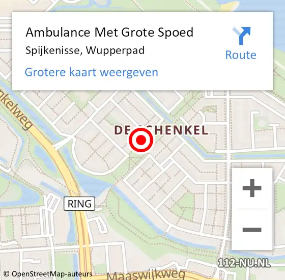Locatie op kaart van de 112 melding: Ambulance Met Grote Spoed Naar Spijkenisse, Wupperpad op 2 april 2023 07:25