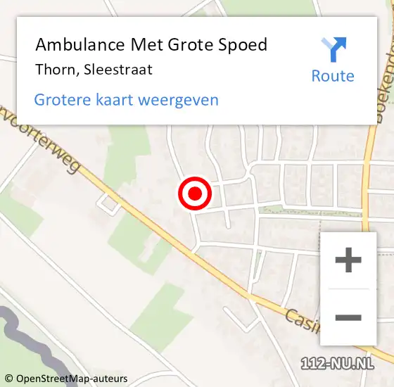 Locatie op kaart van de 112 melding: Ambulance Met Grote Spoed Naar Thorn, Sleestraat op 2 april 2023 07:58