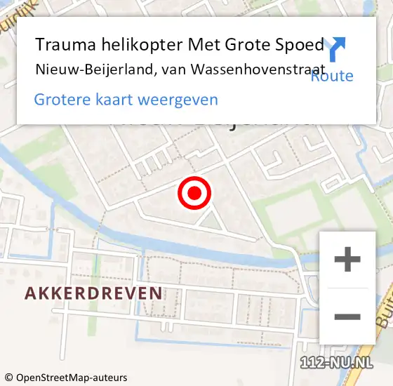 Locatie op kaart van de 112 melding: Trauma helikopter Met Grote Spoed Naar Nieuw-Beijerland, van Wassenhovenstraat op 2 april 2023 08:19