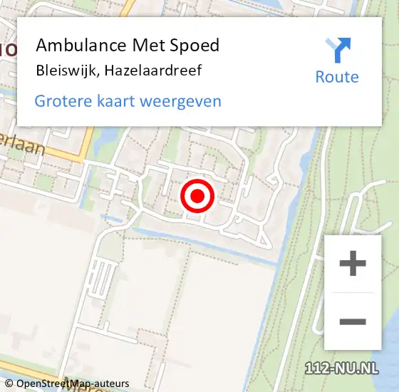 Locatie op kaart van de 112 melding: Ambulance Met Spoed Naar Bleiswijk, Hazelaardreef op 2 april 2023 08:38