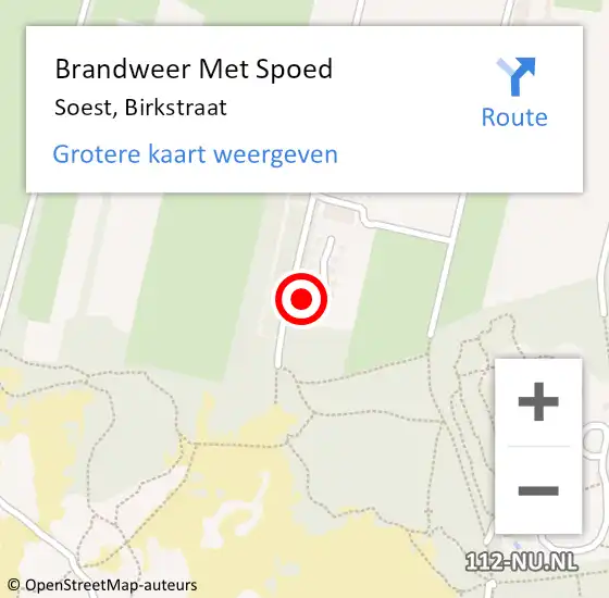 Locatie op kaart van de 112 melding: Brandweer Met Spoed Naar Soest, Birkstraat op 2 april 2023 09:02