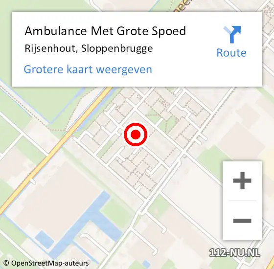 Locatie op kaart van de 112 melding: Ambulance Met Grote Spoed Naar Rijsenhout, Sloppenbrugge op 2 april 2023 09:04