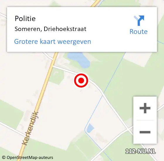 Locatie op kaart van de 112 melding: Politie Someren, Driehoekstraat op 2 april 2023 10:49