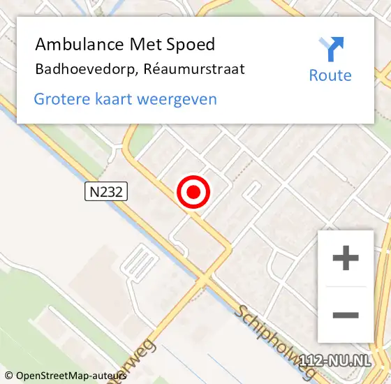 Locatie op kaart van de 112 melding: Ambulance Met Spoed Naar Badhoevedorp, Réaumurstraat op 2 april 2023 10:58